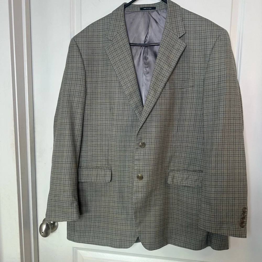Vintage 90s Lauren Ralph Lauren Houndstooth Silk&Wool 2 Button Blazer/Sport Coat